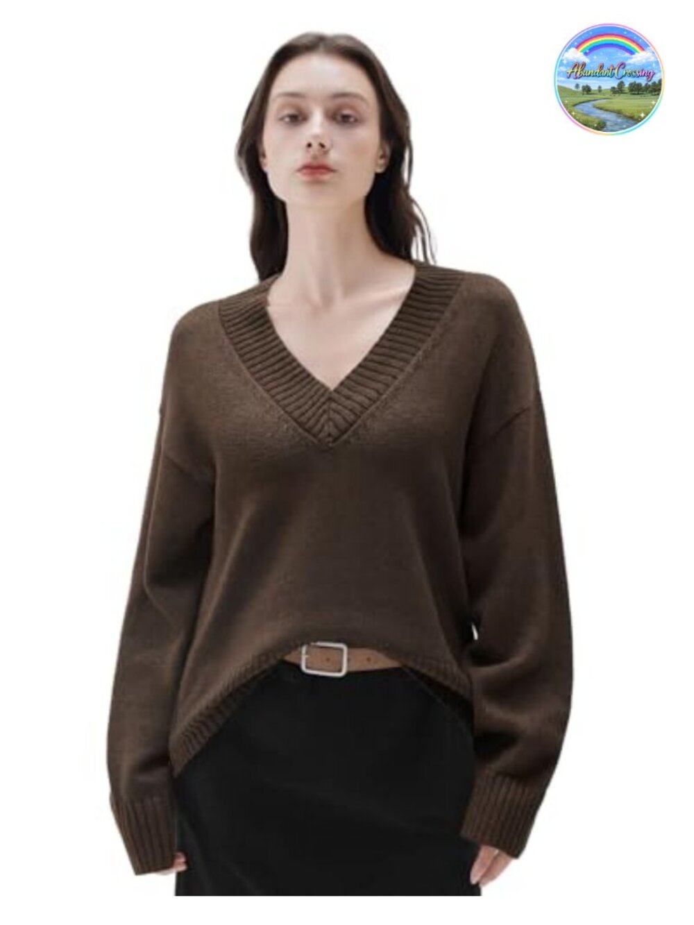 Cashmere Blend V Neck Oversized Sweater Women's Soft Warm Long Sleeve Pullover